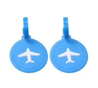 SOLUSTRE Silicone Luggage Tags Blue Colour 2pcs Round Baggage Tags with Airplane Patterns, Easy to Find Your Suitcase When Lost for Suitcases and Laptop Bags Suitable for Travel