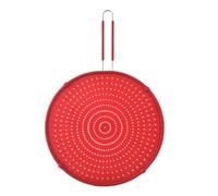 SOLUSTRE Silicone Pan Cover Oil-splash Guard with Foldable Handle and Extra Long Stainless Steel Handle Red Frying Splatter Screen for Frying Pans and Pots