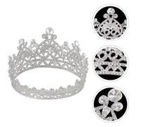 SOLUSTRE Silver Rhinestone Crown Hair Accessory for Brides, Creative Copper Alloy Headband with Fixed Safety Ring, Not Easy to Deform High-end Wedding Hair Jewellery