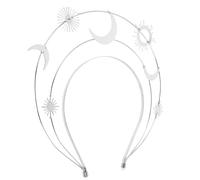 SOLUSTRE Silver Star and Moon Headband for Women Comfortable Plastic Resin Hair Ornament with Unique Design for Indoor Parties and Birthday Celebrations