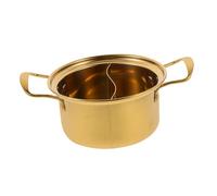 SOLUSTRE Small Gold Stainless Steel Hot Pot with Handle Multi Functional Ramen and Noodle Cooker for Milk and Soup Kitchen Cooking Pot for Single Serving Easy to Clean and Heat Efficient