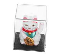 SOLUSTRE Solar-powered Waving Arm Fortune Cat Figurine Chinese Luck Statue for Home Office Car Decor Feng Shui Welcoming Wealth Symbol Compact Lightweight Design