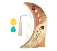 SOLUSTRE Solid Wood 19-string Lyre Harp with Tuning Wrench 19-note Wooden String Instrument Portable for Beginners and Music Lovers in Crescent Box Design Suitable for Adults and Children Random Color