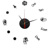SOLUSTRE Spaceman Hanging Wall Clock for Home and School, Acrylic Material with Mute Design and Easy to Install, Modern Art Black Wall Clock Silent Non Ticking Decorative