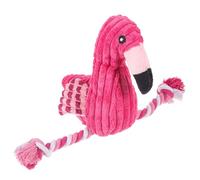 SOLUSTRE Squeaky Dog Flamingo Shape Plush Rope Lightweight Stuffing Free Pink Interactive Chew for Dogs Indoor Play