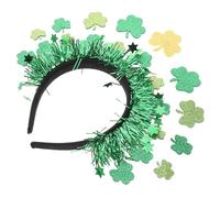 SOLUSTRE St Patrick's Day Green Shamrock Headband Festive Tinsel Foil Accessory for Women Party Parade Stage Performance Birthday Celebration