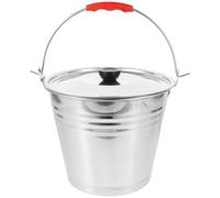 SOLUSTRE Stainless Steel Bucket Multi-purpose Pail with Lid and Stable Handle Larger Capacity Practical Bucket with Labour-saving Handling for Pasture Use for Other Occasions