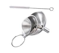 SOLUSTRE Stainless Steel Kitchen Funnel with Brush and Hook Oil Dispensing and Soy Sauce Funnel Kit Wide Neck for Bottles Jars and Flasks Resistant Liquid Filling Tool