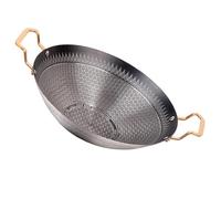 SOLUSTRE Stainless Steel Non Stick Wok Pan Double Handle Thickened Black Honeycomb Surface Cooking Tool for Gas and Electric Stoves Lightweight Kitchen Pot for Home and Restaurant Use