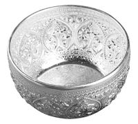 SOLUSTRE Thai Traditional Hand-Carved 8cm Tin Bowl for Spa Essential Oils and Rice Serving, 3mm Thick Decorative Water and Massage Oil Holder, Authentic Southeast Asian Tinware