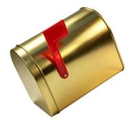 SOLUSTRE Tinplate Mailbox Gift Box Retro-inspired and Smooth-operating Latch with Raised Signal Flag Stable and Portable Post Box Shape Golden Colour for Events and DIY Projects