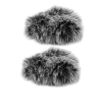 SOLUSTRE Universal Microphone Windscreen Covers 2Pcs, Fluffy Windproof Lapel Mic Shield for Headset, Short Plush Noise-Canceling Covers for Outdoor Interviews, Black White Grey