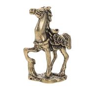 SOLUSTRE Vintage Brass Chinese Zodiac Horse Figurine Handmade Feng Shui Ornament for Prosperity and Wealth Desk and Cabinet Decoration Tea Pet Accessory for Success and Financial Stability
