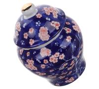 SOLUSTRE Vintage Chinese Blue and White Ceramic Tea Jar with Airtight Lid Decorative Small Storage Canister for Loose Tea Sugar and Food Retro Sealed Container for Kitchen and Home Decor