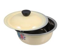 SOLUSTRE Vintage Enamel Mixing Bowl with Lid Rustic Kitchen Dough Kneading and Food Storage Container Sturdy Enamel Steel for Salad Fruit Washing and Seasoning
