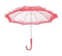 SOLUSTRE Vintage Lace Umbrella Small Size Red Floral Pattern Bridal Parasol for Wedding, Stage Performance, and Photography Props