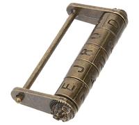 SOLUSTRE Vintage Large Antique Chinese Style Brass Combination Padlock with Five-Ring Code, Engraved Metal Password Lock for Jewelry Box and Cabinet Decor