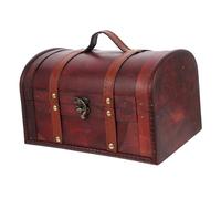 SOLUSTRE Vintage Retro Wooden Jewelry Box Small Multi Purpose Treasure Chest Storage Container with Clasp Decorative Trinket Organizer for Rings Earrings Keepsakes Gift