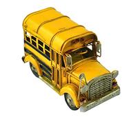 SOLUSTRE Vintage School Bus Model Handcrafted for Home Bar American Country Style Collectible Car Model Unique for Collectors and Enthusiasts