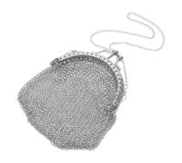 SOLUSTRE Vintage Steel Purse Mesh Women, Silver for Victorian Stainless Retro Metal Mesh Pouch, Compact Design Holds, for Photo Shoot and Themed Events