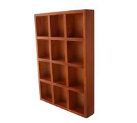 SOLUSTRE Vintage Wooden Box with Twelve Compartments, Rectangular Brown Wood Makeup Organiser Storage, Multifunctional Design Space-saving Jewelry Box for Desktop and Home Decor