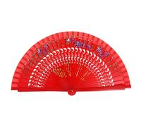 SOLUSTRE Vintage Wooden Folding Hand Fan for Women Double Sided Floral Pattern Handheld Fan Elegant Dance Accessory and Festival Decoration Classic Spanish Style for Party Performances