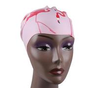 SOLUSTRE Waterproof Flexible and Easy to Put Silicone Swimming Cap for Women with Flamingo Pattern Swim Hat for Thick Hair in Pool and Water Sports