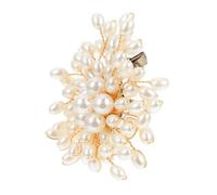 SOLUSTRE Wedding Pearl Brooch Corsage Pin with Simulated Freshwater Pearls Wear-resistant Glossy Finish Easy-open Clip for Brides and Women Formal Casual Occasions Elegant Idea