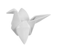 SOLUSTRE White Ceramic Origami Crane Figurine Handmade Classic Ornamental Sculpture for Home Living Bedroom Office Desk Decor Accent