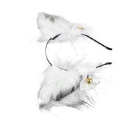 SOLUSTRE White Plush Fox Ears Headband with Bells, Artificial Wool and Cloth Material, Stylish and Chic Foxes Ears Design, Suitable for Party and Cosplay Decoration, Fun and Delicate