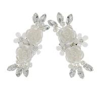 SOLUSTRE White Rhinestone Flower Shoe Clips for Wedding Bridal High Heels, Easily Attached and Reusable Shoe Decorations for Engagement and Graduation, 1 Pair