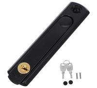 SOLUSTRE Window Lock Bar Padlock Latch with Key, Steel Black, Spring Loaded Window Hardware, Easy Installation, Invisible Design, for Home and Boat Applications