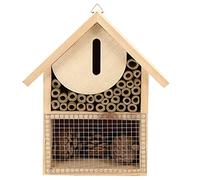 SOLUSTRE Wooden Bee House Nest Hanging Shelter for Breeding Honey Bees Easy to Install Natural Decoration for Garden Wall Provides Safe Nesting Habitat for Live Insects