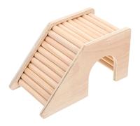 SOLUSTRE Wooden Hamster Hideout Hut with Arch Bridge and Tree Hole for Small Pets to Play and Sleep
