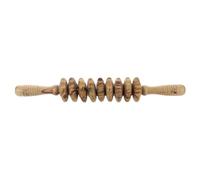 SOLUSTRE Wooden Massage Roller Stick Multifunctional Massager with Nine Wheels for Back and Abdominal Use, Khaki Colour, Relieves Muscle Fatigue and Refines, for Home Use by The Aged