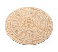 SOLUSTRE Wooden Psychic Board Round Altar Ornament Plate for Rituals Spiritual Decor Gift with Engraved Symbols Sacrificial Supply for Meditation and Spirit Guidance