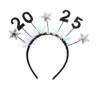 SOLUSTRE Year Headband with Glitter Star Sequins Silver Festive Hair Hoop for Christmas Eve and Holiday Party Accessories Celebration Headwear for Women