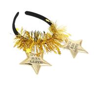 SOLUSTRE Year Star Boppers Headband Sparkling Tinsel Hairband Festive Party Accessory for Christmas and Holiday Celebrations Eye Catching Gold Star Design for Women