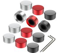 SOLUTEK Pedal Switch Button Topper with 3 Screws and Rubber Insert Fit Tightly on Common Pedal Switch(3/8"10mm) 12 Pack Black Silver Red