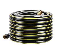 Solution4Patio Homes Garden Hose No Kink 5/8 in. x 25 ft. Black Water Hose, No Leaking, Heavy Duty, High Water Pressure, Male/Female Brass Fittings 12 Year Warranty #H155B10-US