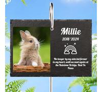 Solutra Personalised Pet Memorial Plaques, Custom Dog Memorial Plaque Pet Bereavement Gifts For Loss with Photo & Name Slate, Personalised Plaque Grave Stones (Rectangle + Photo)