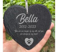 Solutra Personalised Pet Memorial Plaques, Custom Dog Memorial Plaque Pet Bereavement Gifts For Loss with Photo & Name Slate, Personalised Plaque Grave Stones (Heart)