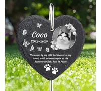 Solutra Personalised Pet Memorial Plaques, Custom Dog Memorial Plaque Pet Bereavement Gifts For Loss with Photo & Name Slate, Personalised Plaque Grave Stones (Heart+Photo)
