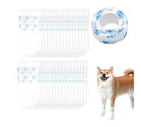 Solvayne 40 Pack Disposable Dog Booties for Injured Paws - Waterproof Pet Socks with Adjustable Bandages, Ideal for 16-38 lb Dogs Indoor & Outdoor Protection