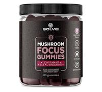 SOLVE LABS Mushroom Focus Gummies, Lion's Mane with B12 and L-Theanine, Vegan, Raspberry Flavor, Sugar-Free, 60 Gummies