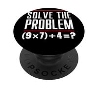 Solve The Problem 9x7+4 Brain Teaser Quiz Math Teacher PopSockets Adhesive PopGrip