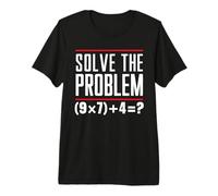 Solve The Problem 9x7+4 Brain Teaser Quiz Math Teacher Premium T-Shirt