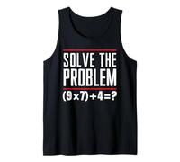 Solve The Problem 9x7+4 Brain Teaser Quiz Math Teacher Tank Top