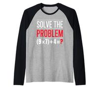 Solve The Problem 9x7 Plus 4 Equation Puzzle Teacher Raglan Baseball Tee
