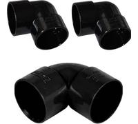 Solvent Black Waste Pipe 90-Degree Knuckle Bend Fitting, 50mm, Pack of 3